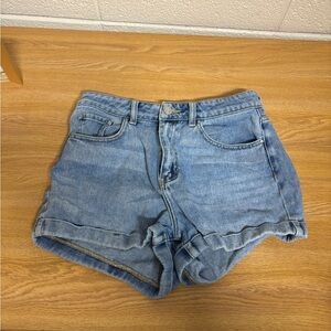 PacSun Light Blue High-Rise Rolled Hem Denim Shorts